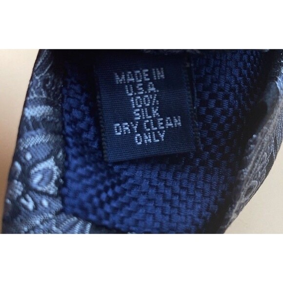 Daniel Cremieux Hand Made Silk Tie Blue Silver Paisley Floral Necktie - Picture 6 of 8